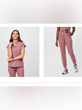 Figs Mauve High-Waist Jogger Scrub set